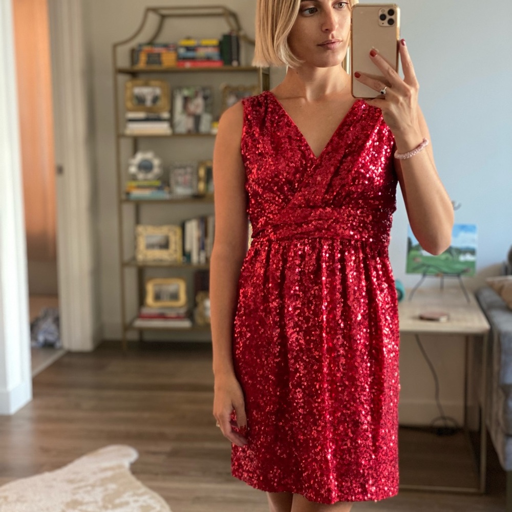 Badgley Mischka Red Sequin Dress